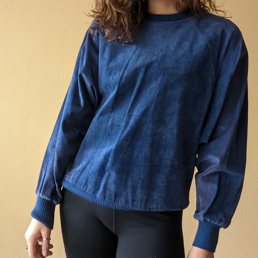 dark blue suede sweatshirt